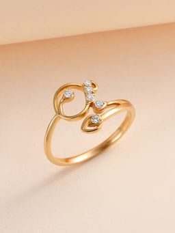 Ornate Jewels - 9K Yellow Gold 0.10 Carat Lab Grown Diamond Dazzling Curve Ring for Women & Girls