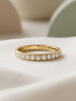Ornate Jewels - 9K Yellow Gold 0.53 Carat Lab Grown Diamond Sparkle Band Ring for Women & Girls
