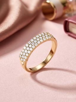 Ornate Jewels - 9K Yellow Gold 0.44 Carat Lab Grown Diamond Sparkle Band Ring for Women & Girls