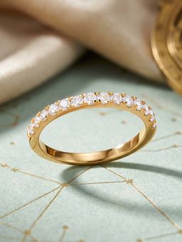 Ornate Jewels - 9K Yellow Gold 0.49 Carat Lab Grown Diamond Sparkling Band Ring for Women & Girls