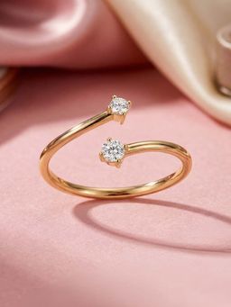 Ornate Jewels - 9K Yellow Gold 0.2 Carat Lab Grown Diamond Embrace Open Ring for Women & Girls