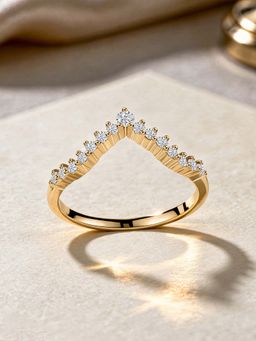 Ornate Jewels - 9K Yellow Gold 0.20 Carat Lab Grown Diamond Sparkle Curve Ring for Women & Girls