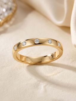 Ornate Jewels - 9K Yellow Gold 0.14 Carat Round Lab Grown Diamond Band Wedding Ring