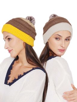 Bharatasya - Chunky Pom Pom Caps for Women (Pack of 2)