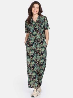 Zivame - Tap Shoe Black Knit Poly Shirt with Pyjama