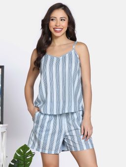 Zivame - Plein Air Blue 2 Mile Fashion Knit Poly Top with Shorts