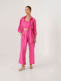 Prakriti Jaipur - Women Pink Solid Co-Ord (Set of 3)