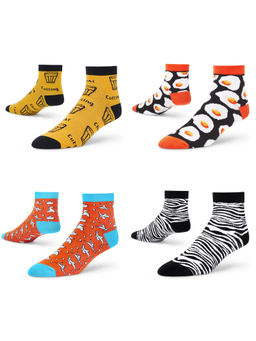Dynamocks - Men & Women Ankle Length Socks - Free Size - Pack of 4 Pairs