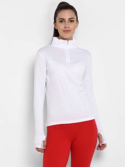 ap'pulse - Womens Hi Neck Zipper Thumb open T-shirt - White