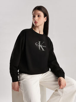 Calvin Klein - Black Relaxed-Fit Cotton Crew Neck sweatshirt