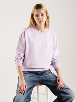 Calvin Klein - Purple Relaxed-Fit Cotton Crew Neck sweatshirt