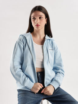 Calvin Klein - Blue Regular-Fit Cotton Hooded Neck sweatshirt