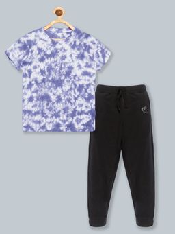 KiddoPanti - Boys Half Sleeve Tie & Dye T-Shirt with Solid Trackpants (Set of 2)