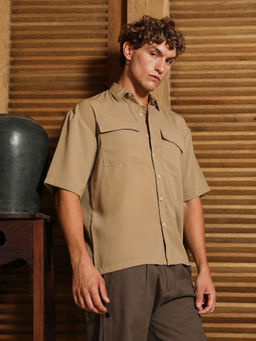 Campus Sutra - Men's Khaki Oversized Utility Shirt