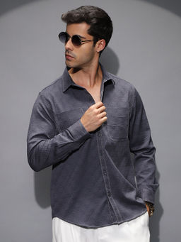 Campus Sutra - Men's Blue Obliqa-Utility Relaxed Shirt