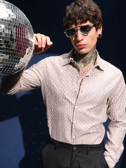 Campus Sutra - Men's Coin Pink Vines-Edge Shirt