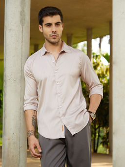Campus Sutra - Men's Beige Brushed-Tactile Shirt
