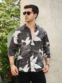 Campus Sutra - Men's Charcoal Airy-Bloom Shirt