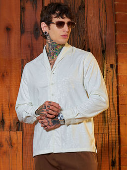 Campus Sutra - Men's Chalk White Corroded-Tactile Shirt