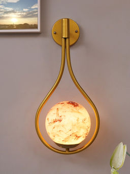 Homesake - Metal Wall Glass Golden Drop Planet Brown