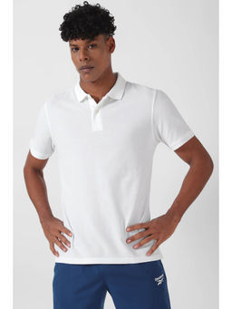 Reebok - White Solid Regular Fit Polo T-Shirt