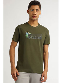 Reebok - Olive Printed Regular Fit T-Shirt