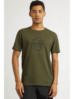 Reebok - Olive Printed Regular Fit T-Shirt