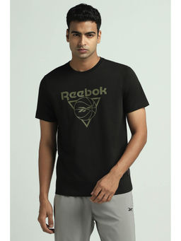 Reebok - Black Printed Regular Fit T-Shirt