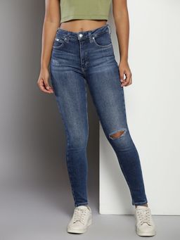Calvin Klein - Medium-Wash Skinny Fit Mid Rise Navy Jeans