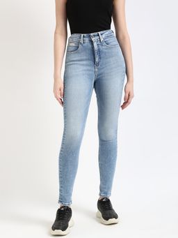 Calvin Klein - Light-Wash Skinny Fit Mid Rise Blue Jeans