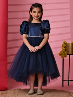 Toy Balloon Kids - Girls Navy Blue Embellished Midi Dress