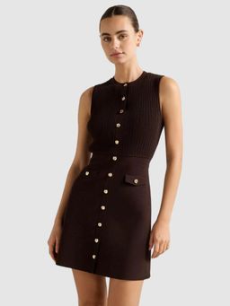 Forever New - Brown Issie Stitch Interest Mini Dress