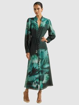 Forever New - Green Camilla Petite Long Sleeved Belted Midi Dress