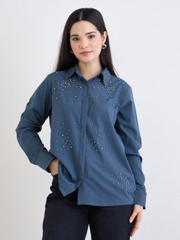 Styli - Womens Embellished Spread Collar Regular Fit Shirt