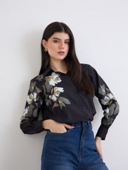 Styli - Womens Black Long Sleeves Regular Fit Shirt