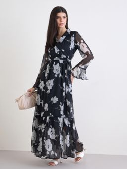 Styli - Womens Floral Long Sleeves Wrap Maxi Dress