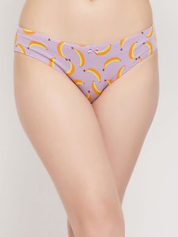 Clovia - Low Waist Fruit Print Thong In Light Purple - Cotton