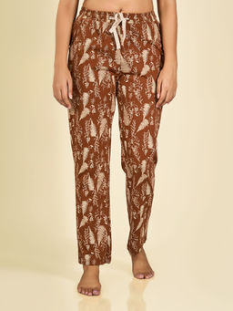 MAYSIXTY - Women Cotton Brown Printed Pyjama