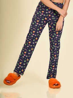 MAYSIXTY - Women Cotton Navy Blue Printed Pyjama