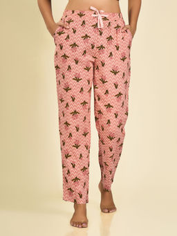 MAYSIXTY - Women Rayon Peach Floral Printed Pyjama
