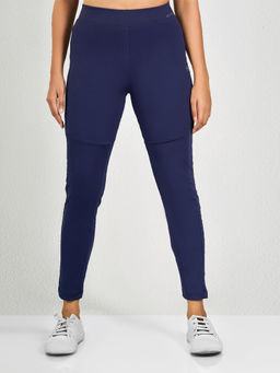 MAYSIXTY - Women Poly Spandex Blue Solid Leggings