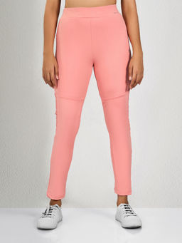 MAYSIXTY - Women Poly Spandex Pink Solid Leggings