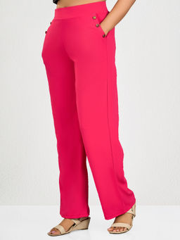 MAYSIXTY - Women Crepe Pink Solid Sweatpants