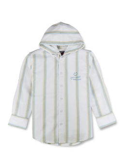 Gini & Jony - Boys White Striped Full Sleeve Shirt