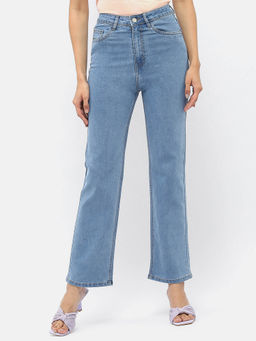Madame - Solid Light Blue Straight Leg Jeans