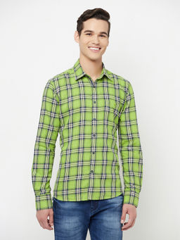 CRIMSOUNE CLUB - Men Green Checked Shirt