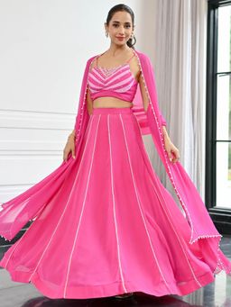 Lavanya The Label - Noor Barbie Pink Lehenga and Blouse with Dupatta