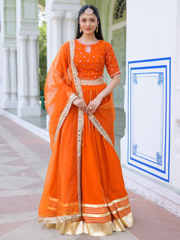 Lavanya The Label - Noor-E-Orange Lehenga and Blouse with Dupatta
