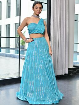 Lavanya The Label - Chamkila Blue Lehenga and Blouse