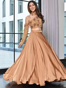 Lavanya The Label - Crystal Couture Brown Skirt and Blouse